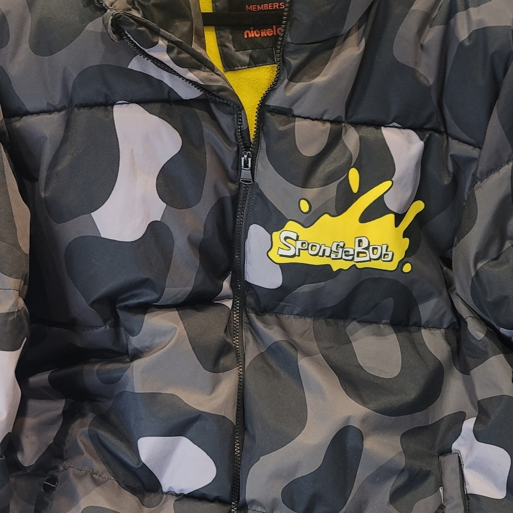 Members Only Mens XL SpongeBob Puffer Coat Nickelodeon Thick puffy Jacket Camo